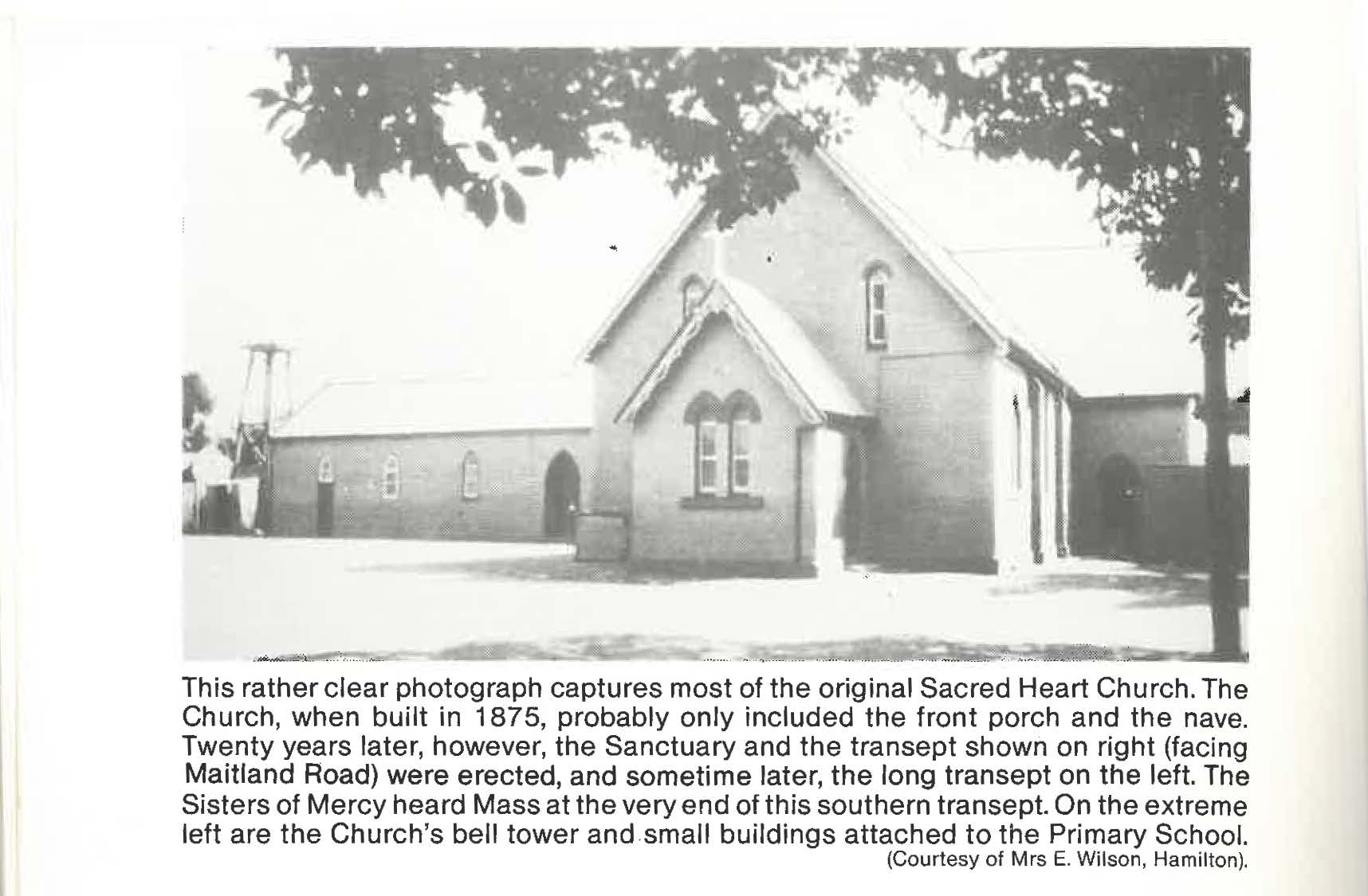 This rather clear photograph captures most of the original Sacred Heart Church.