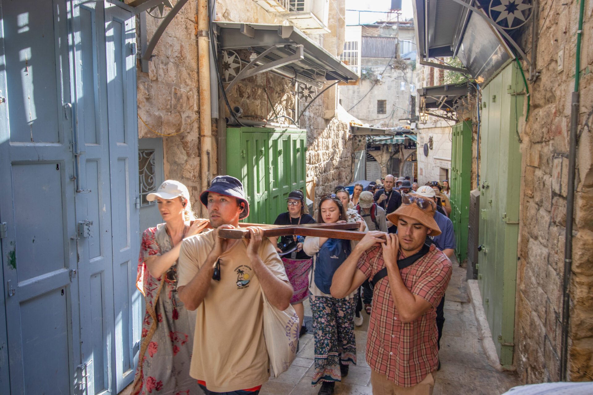 Young people carrying a cross during World Youth Day activities